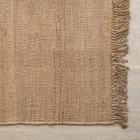 Handwoven Natural Hemp Flatweave Rug with Fringe - Rustic Minimalist Design