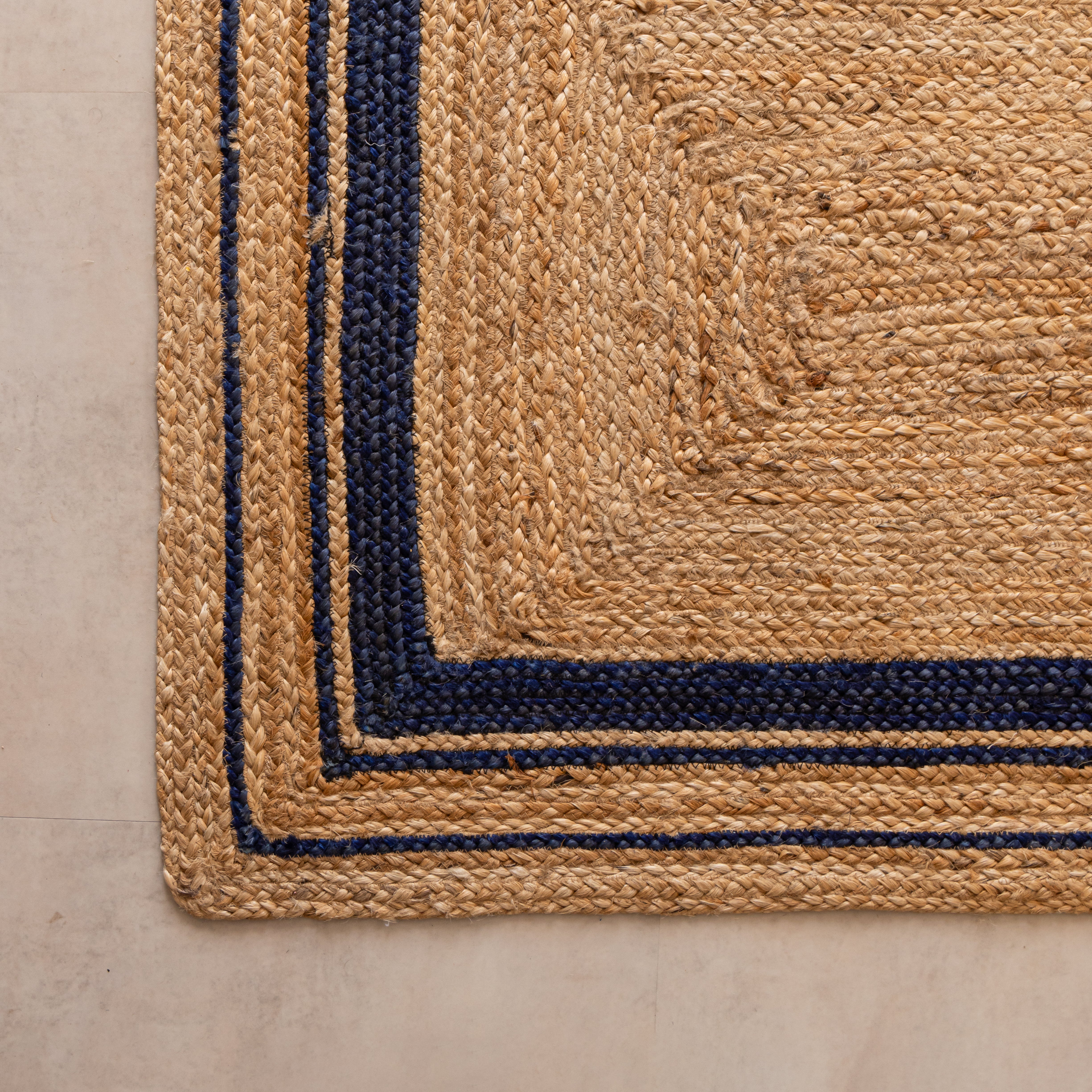 Handwoven Natural Hemp Runner Rug with Bordered Accents - Eco-Friendly Flatweave Design