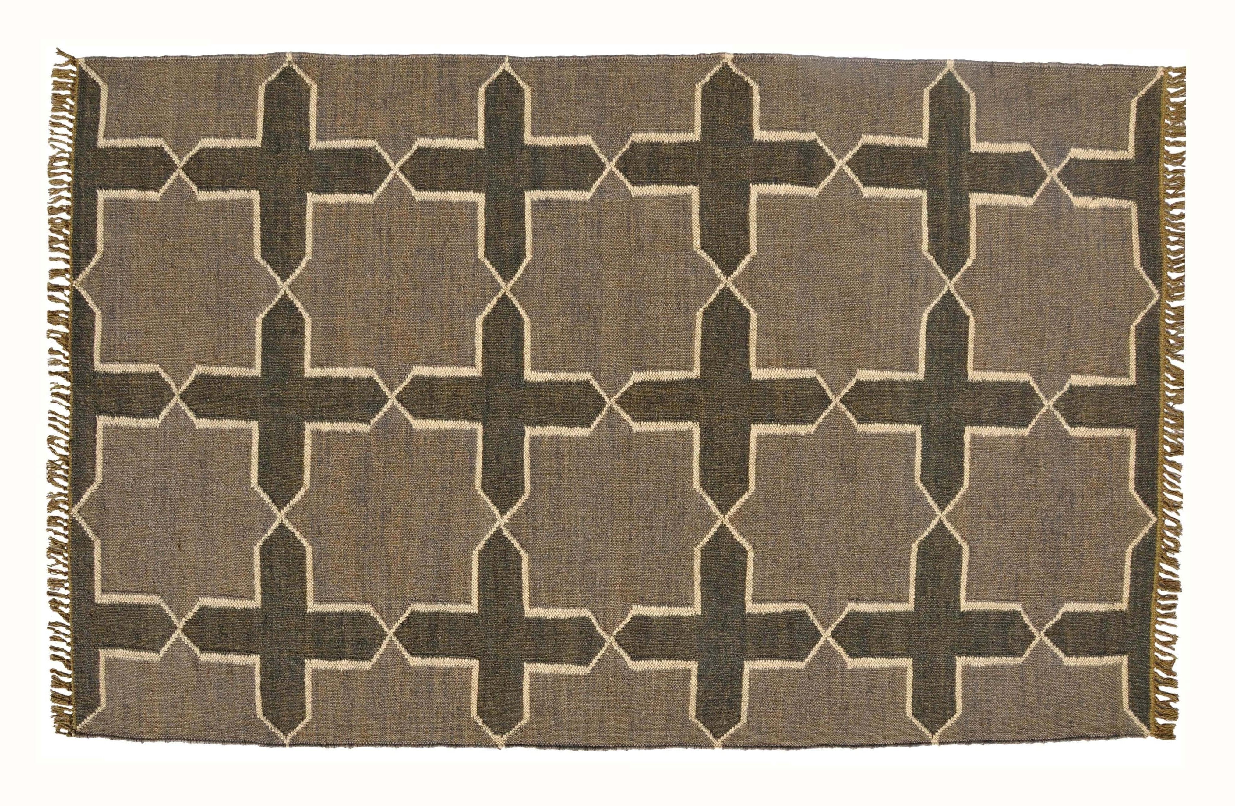 Handmade Wooljute Geometric Rug