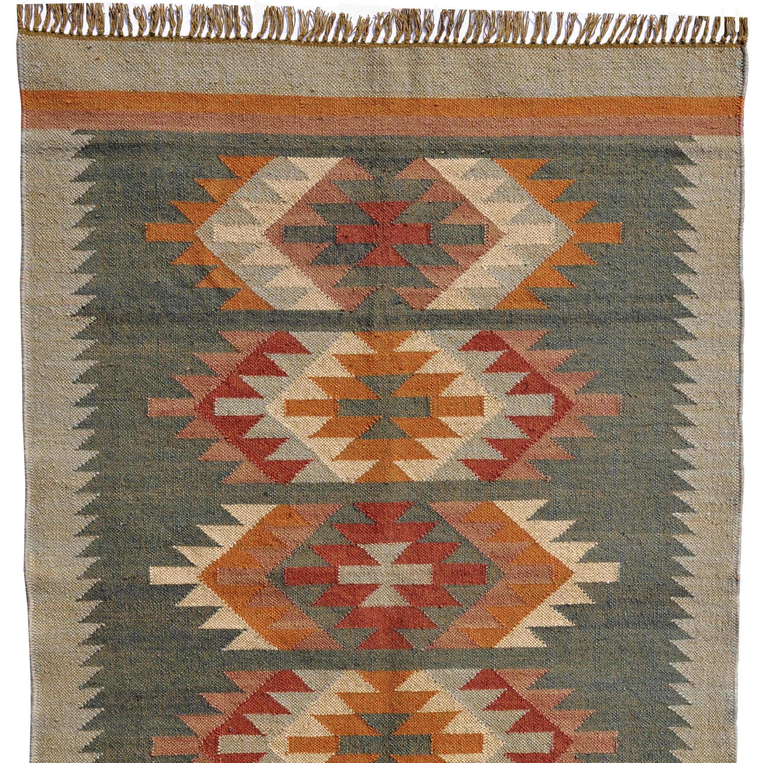 Handmade Kilim WoolJute Rug - Chunky Farmhouse Jute Rug