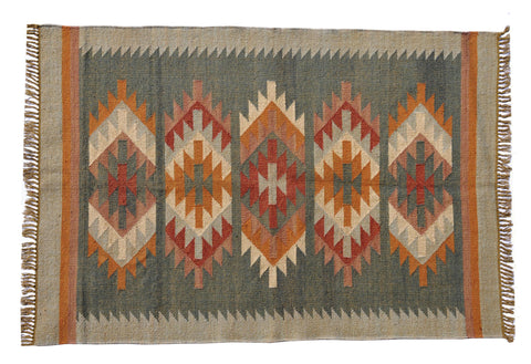 Handmade Kilim WoolJute Rug - Chunky Farmhouse Jute Rug