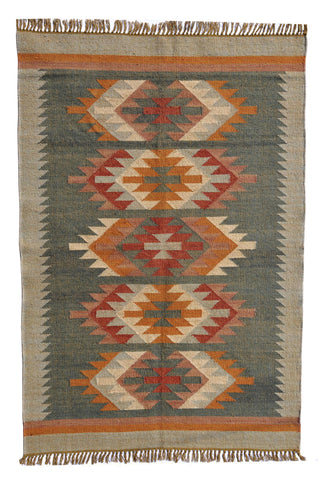 Handmade Kilim WoolJute Rug - Chunky Farmhouse Jute Rug