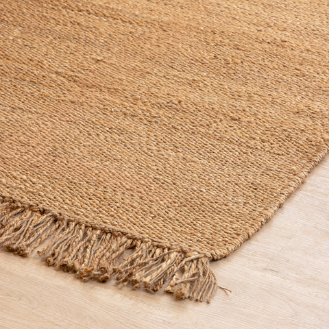 Handwoven Natural Hemp Area Rug with Fringe - Rustic Charm