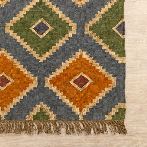 Handwoven Geometric Wool-Jute Area Rug - Bohemian Charm in Earth Tones