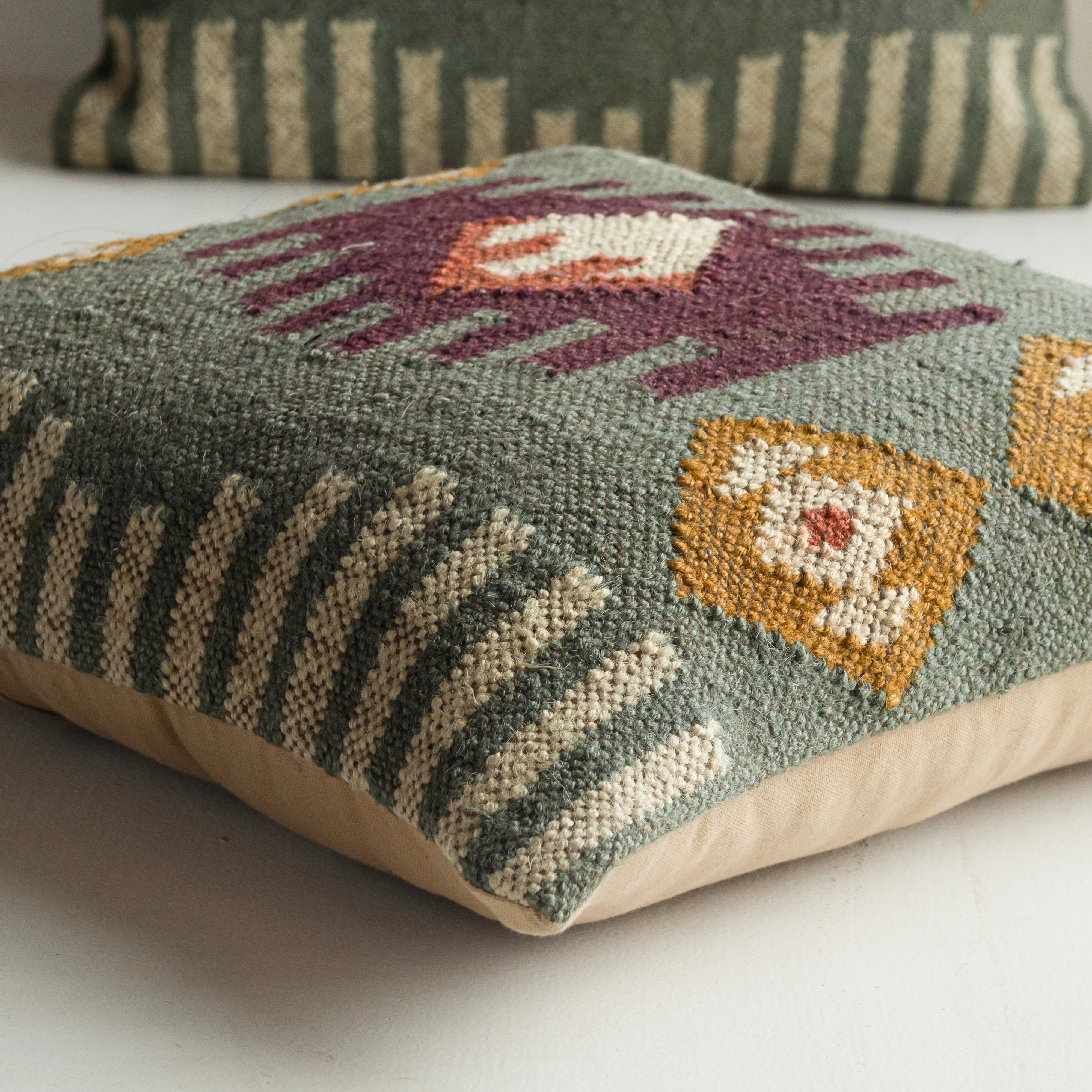 Handwoven Geometric Wool Jute Cushion Covers