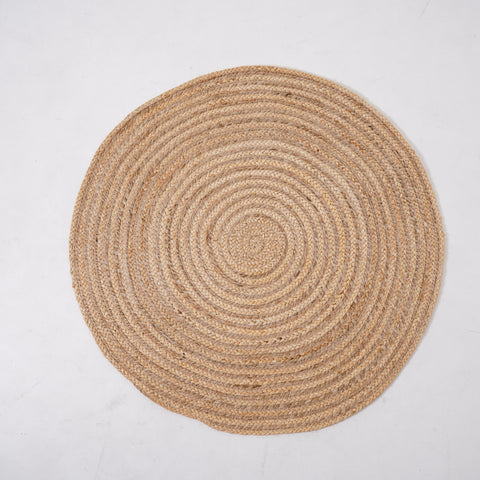 Natural Handwoven Hemp Round Rug with Spiral Design | Eco-Friendly Braided Rug