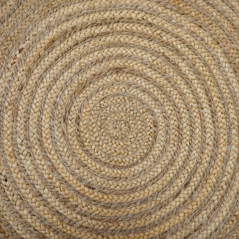 Natural Handwoven Hemp Round Rug with Spiral Design | Eco-Friendly Braided Rug