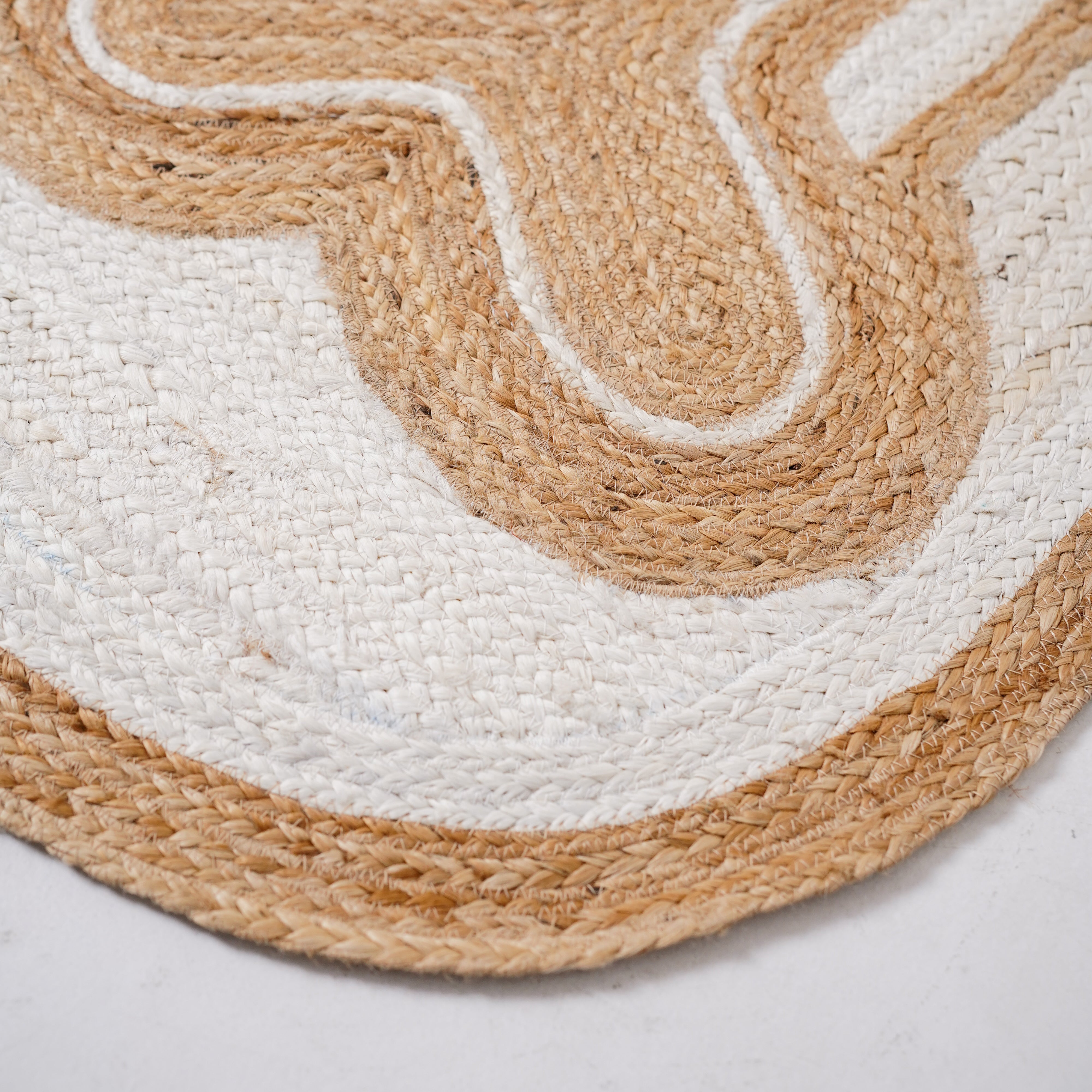 Natural Hemp Oval Rug with Intricate Bone-Inspired Design - Handwoven, Eco-Friendly Accent